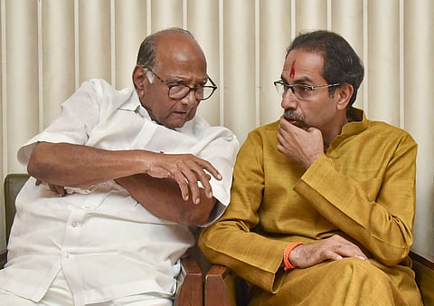 Shiv Sena chief Uddhav Thackeray with NCP chief Sharad Pawar  (File Photo | PTI)