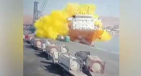 A tank of chlorine gas fell as it was being loaded by crane onto a ship in the Red Sea port on June 27, 2022, killing eight Jordanians and five Vietnamese, as well as injuring 260 others.