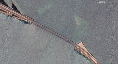 damages on the Kerch bridge, linking the Russian mainland to Crimea. (Photo | AFP)