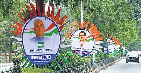 Banners of leaders of various parties put up ahead of the opposition meeting in Bengaluru | Vinod Kumar T