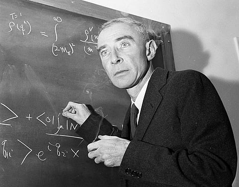 Dr. J. Robert Oppenheimer, creator of the atom bomb, is shown at his study at the Institute for Advanced Study, in Princeton, N.J., Dec. 15, 1957. (File Photo | AP)
