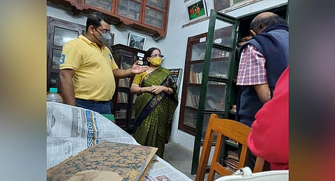 Academicians at the Utkal Gaurab Madhusudan library | Express