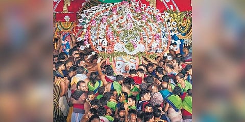 Devi Subhadra being taken into the sanctum sanctorum of Srimandir | Express