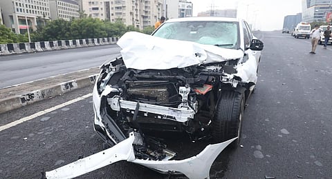At least 9 dead, 13 injured in a major accident  involving multiple vehicles at ISKCON flyover. .(Photo | PTI)