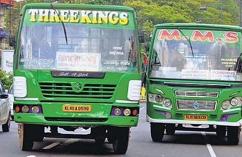 By nationalising the 36-km route between Paravoor KSRTC bus station and Vyttila hub, private bus owners are questioning if their vehicles will be allowed on the route. (Photo | Express)