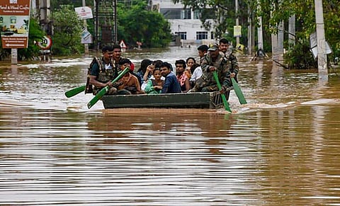 Army personnel during a flood relief and rescue operation in Haryana, Punjab and Chandigarh after a flood-like situation in these areas following heavy monsoon rains. (Photo | PTI)