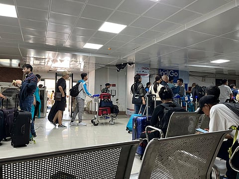 Meiteis at the Lengpui Airport to leave Mizoram . (Photo | Special arrangement)