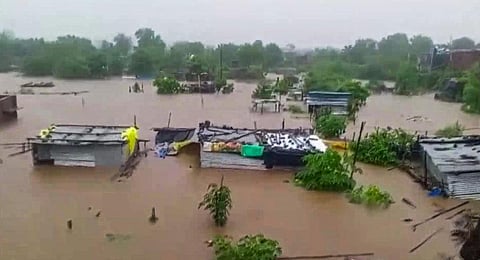 Flood-like situation after a cloudburst amid heavy rainfall, in Yavatmal, Saturday, July 22, 2023. (Photo | PTI)