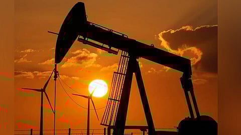 File photo of a pumpjack extracting crude at an oil field.