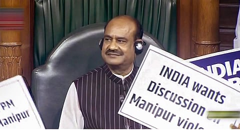 Lok Sabha Speaker Om Birla during the Monsoon session of Parliament, in New Delhi. (Photo | PTI)