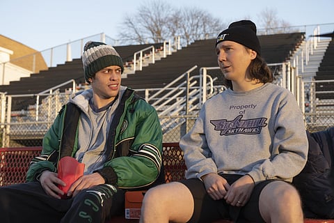 A still from the film 'Dumb Money' showing Pete Davidson and Paul Dano, which will make its world premiere at the Toronto International Film Festival. (Photo | AP)