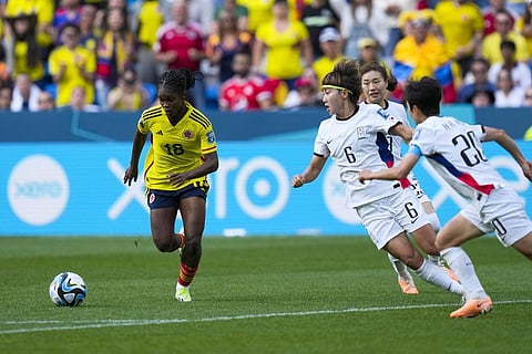 Linda Caicedo (L) in action during the Women's World Cup Group H soccer match between Colombia and South Korea in Sydney, Australia, Tuesday, July 25, 2023. (Photo | AP)