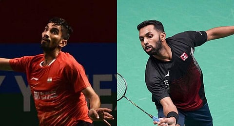 FILE - A collage of Indian Shuttlers Kidambi Srikanth (L) and HS Prannoy, used for representational purposes only. (Photo | AFP)