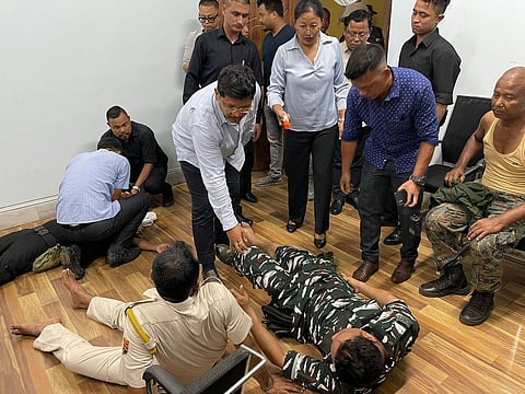 5 police personnel were injured when a mob pelted stones targeting Meghalaya CM Conrad K Sangma’s office in Tura. (Express)