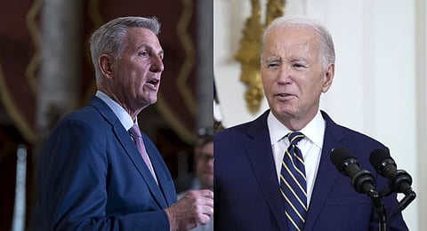 FILE - A collage of US House speaker Kevin McCarthy (L) and US President Joe Biden. (Photo | AP)