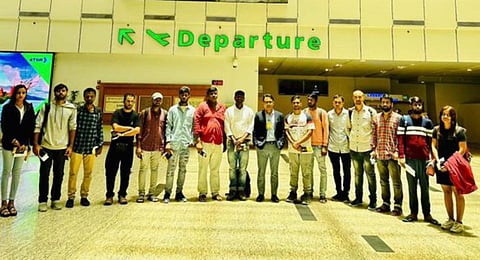 Indian nationals who were repatriated from Myanmar on July 26 (Photo tweeted by Indian Embassy in Myanmar)