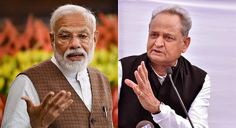FILE - A collage of PM Narendra Modi and Rajasthan CM Ashok Gehlot, used for representative purposes only. (Photo | PTI)