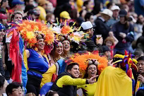 Colombian fans cheer during the Women's World Cup during a match between Colombia and South Korea at the Sydney Football Stadium. (Photo | AP)