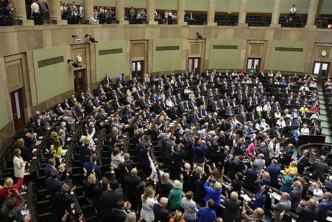 Poland's lawmakers vote in parliament, in Warsaw, Poland. (Photo | AP)