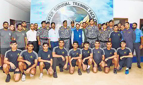 Trainees at Navy’s Water Survival Training Facility. (Express Photo)