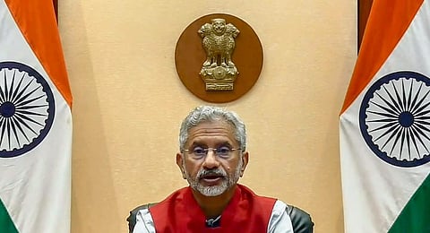 External Affairs Minister S. Jaishankar speaks at the Semicon India Conference 2023 via a video conference, on Sunday. (Photo | PTI)