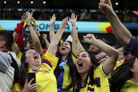 Colombian fans celebrate at the end of the Women's World Cup Group H soccer match between Germany and Colombia. (Photo | AP)