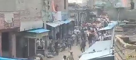 Visuals showing a huge crowd dispersing. (Photo | Twitter)