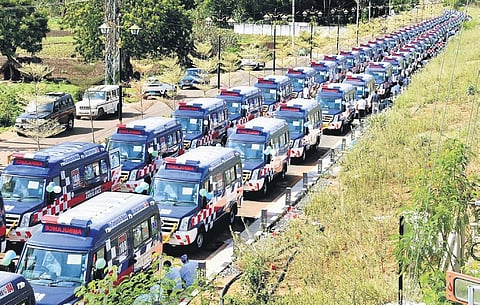 The State government has procured the new ambulances to replace the old ones  at a cost of `34.79 crore (including equipment) I Express