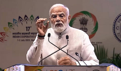 Prime Minister Narendra Modi addresses the 17th Indian Cooperative Congress, in New Delhi. (Photo | PTI)
