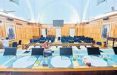 View of a courtroom of the Supreme Court with digital enhancements implemented as part of green initiatives in New Delhi on Monday | pti