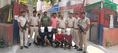 Delhi police with the four accused. (Photo | EPS)