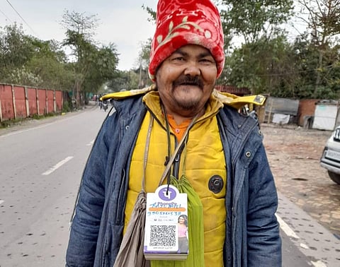 This representational image dated February 2022, shows Raju Prasad, the 'beggar' who was an ardent supporter of the Digital India campaign. (File Photo | Special Arrangement)