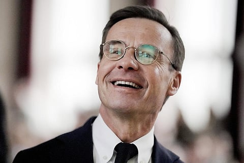 Sweden's Prime Minister Ulf Kristersson arrives for a speech at the Hertie School in Berlin, Germany, March 15, 2023. (Photo | AP)