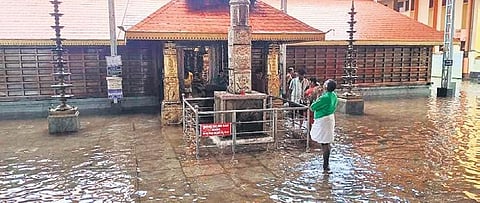 A view of Mulki Bappanadu temple that was flooded | Express