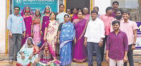 Deccan Development Society members pose after the inauguration of Sangam Dukanam at Pastapur, Zaheerabad | Sri Loganathan Velmurugan