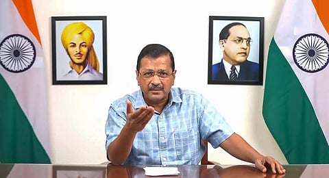 FILE - Delhi Chief Minister Arvind Kejriwal reacts on the passage of the Government of National Capital Territory of Delhi (Amendment) Bill, 2023. (Photo | PTI)