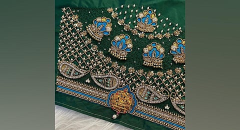 Maggam work is a traditional form of Indian embroidery art done on silk fabrics as a decorative element to clothing. (Photo | Express)