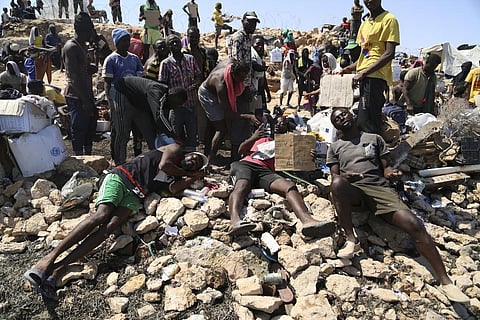 African migrants protest on the Libyan border with Tunisia on Thursday, Aug. 4, 2023. (Photo | AP)