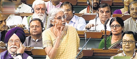 Nirmala Sitharaman addressing the Lok Sabha on Thursday | pti