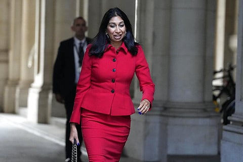Britain's Home Secretary Suella Braverman arrives in Downing Street in London, Wednesday, Sept. 7, 2022. (Photo | AP)
