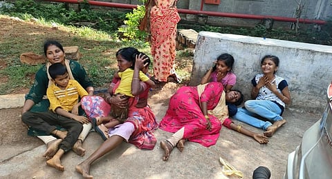 Parents and family members grieve after hearing that Rakshita was killed by a leopard at Tirumala. (Special arrangement)