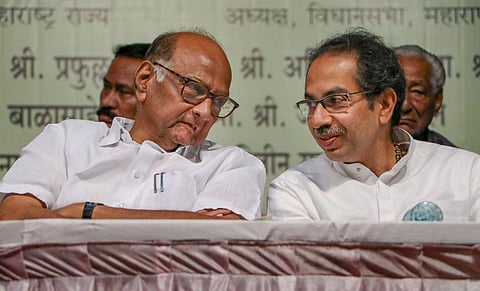FILE - NCP chief Sharad Pawar with former Maharashtra CM and MVA ally Uddhav Thackeray. (Photo | PTI)