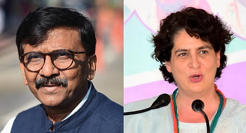 Shiv Sena leader Sanjay Raut and Congress leader Priyanka Gandhi Vadra. (File | PTI)
