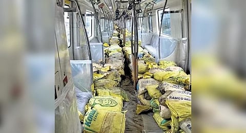 Sandbags are placed in a Metro coach as part of a load test | EXPRESS 