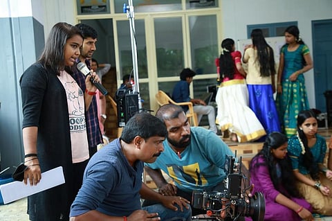 Chinmayi on the set of her film ‘Class by a Soldier'. (Photo | Express)