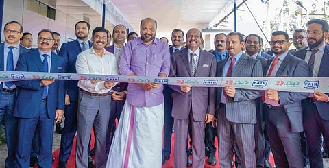 Industries Minister P Rajeeve inaugurates Lulu Group International’s fish processing and export centre at Aroor in Alappuzha on Monday. (Photo | Express)