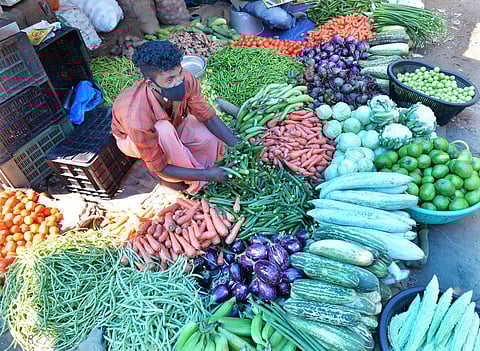 The jump in inflation was primarily caused by a substantial increase in vegetable prices, which saw a 38% month-on-month and 37% year-on-year increase. (Photo | Vincent Pulickal, EPS)