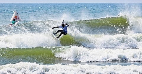 Sanjay Selvamani became first-ever Indian to claim a heat win in a WSL event. (Photo | Express)