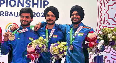 The men's 10m air pistol team.(Photo | Tweeted by @OfficialNRAI)
