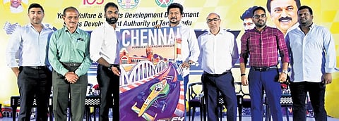 TN sports minister Udhayanidhi Stalin (C) launched Chennai Formula Racing Circuit